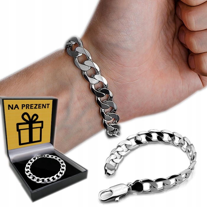 BRANSOLETA DIAMENTOWANA Srebrna Męska SREBRO pr. 925 Bransoletka 5mm/19cm