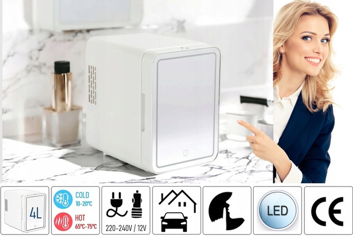 MINI LODÓWKA PRZENOŚNA TURYSTYCZNA GRZANIE CHŁODZENIE CICHA LED 4L