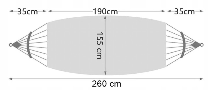 HAMAK OGRODOWY XXL BRAZYLIJSKI dwuosobowy WZMOCNIONY DRĄŻEK 260 x 155 cm
