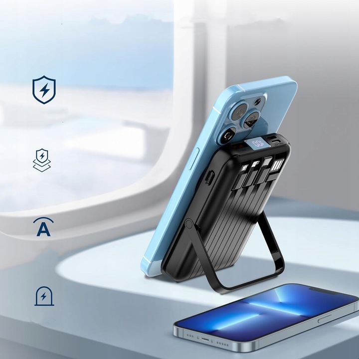 SZYBKI BEZPRZEWODOWY POWER BANK z MagSafe INDUKCYJNY PODSTAWKA 10000mAh