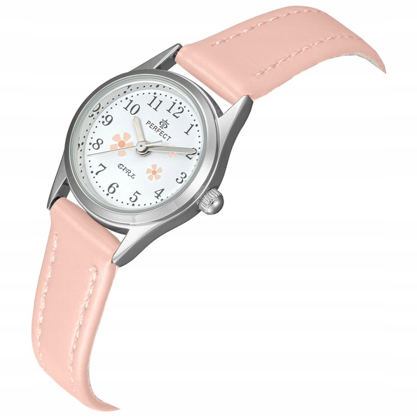 Delikatny ZEGAREK PERFECT dla dziewczynki kwiatuszki girls KOLOROWE PASKI