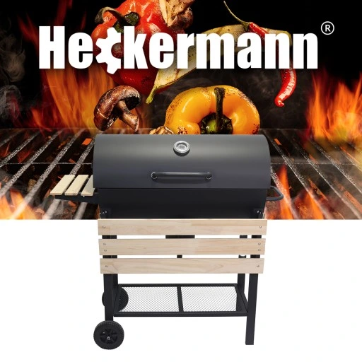 GRILL WĘGLOWY OGRODOWY 2 RUSZTY CHROMOWANE 2 PÓŁKI POPIELNIK TERMOMETR STAL