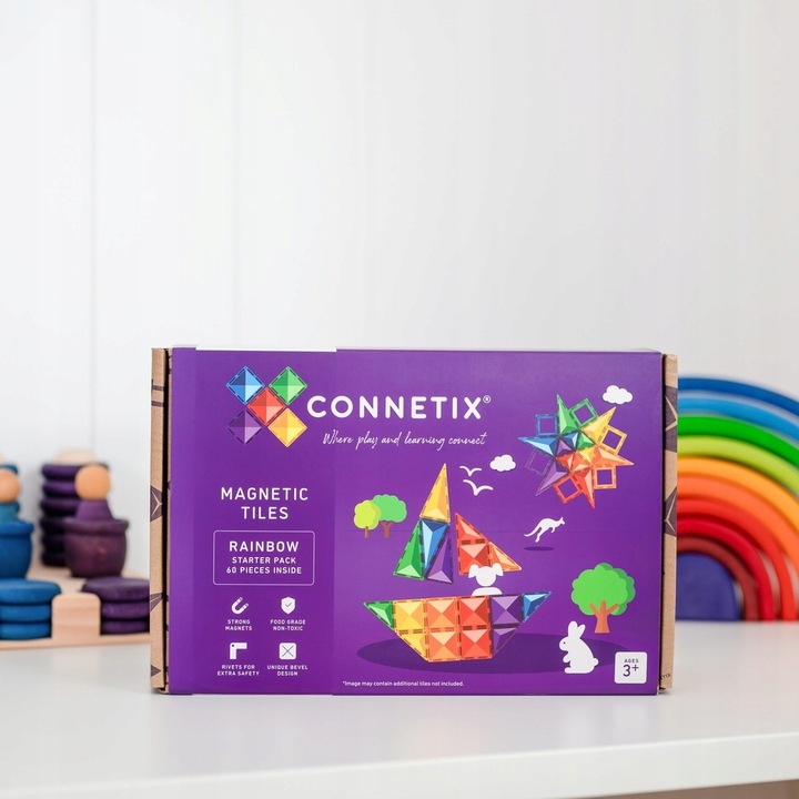 Klocki Magnetyczne konstrukcyjne Starter Pack CONNETIX 60 el. Rainbow start
