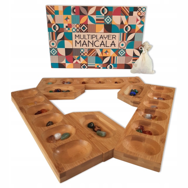 MANKALA UNIWERSALNA - DLA 2-3-4 GRACZY - DREWNIANA