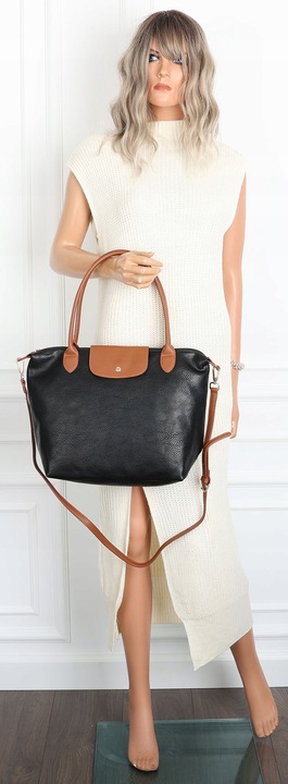 Torebka Damska Shopperka Pojemna A4 Modna Torba Listonoszka PU682 czarna