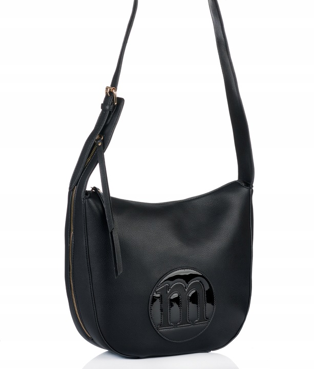 Torebka DUŻA Listonoszka MONNARI CZARNA LOGO Pojemna Praktyczna do pracy