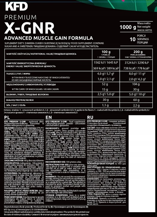 KFD PREMIUM X-GAINER 1000 G - Smak czekoladowy