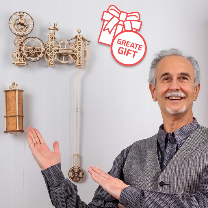 Drewniany Zegar Steampunk Wooden.City Puzzle 3D