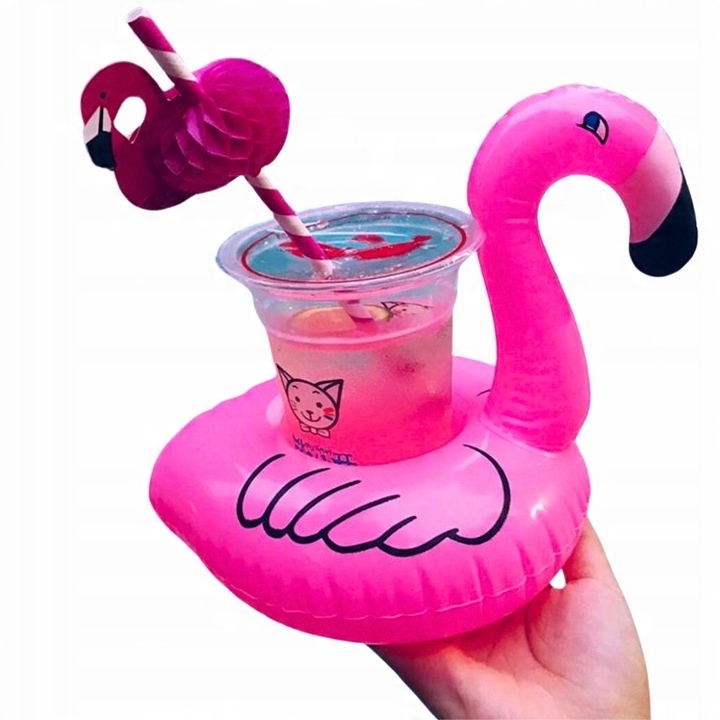 12 x DMUCHANY UCHWYT NA NAPOJE Podstawka Do Drinków FLAMING Podkładka BASEN