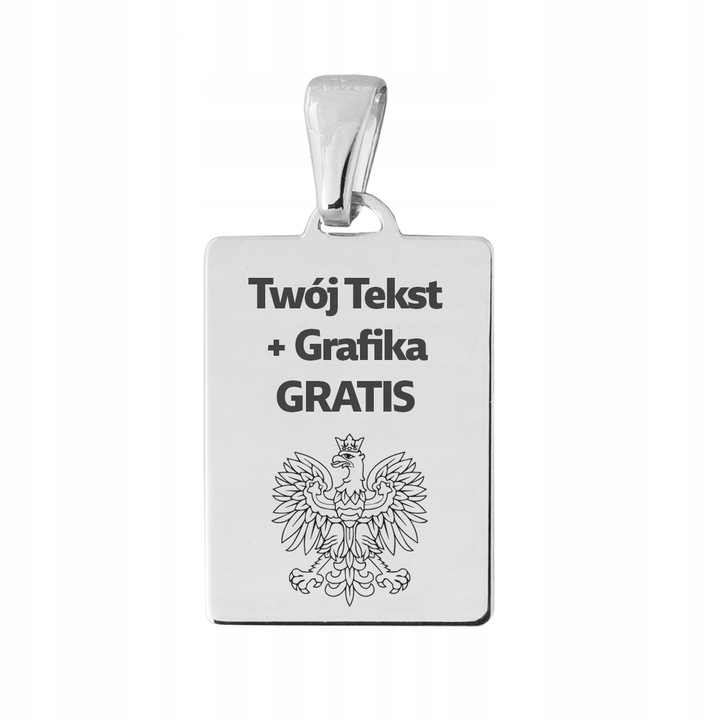 Nieśmiertelnik Srebrny pr. 925 Elegancki Polerowany Wisiorek + Grawer