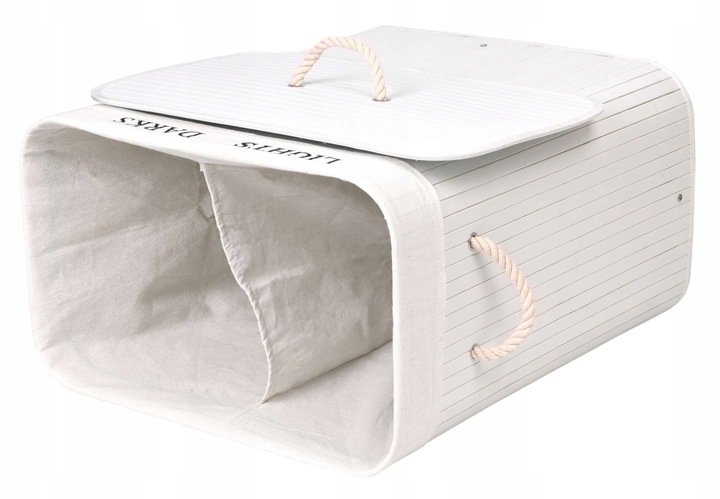 KOSZ BAMBUSOWY NA PRANIE BIELIZNĘ DWUKOMOROWY POJEMNIK Z PODZIAŁEM 100L