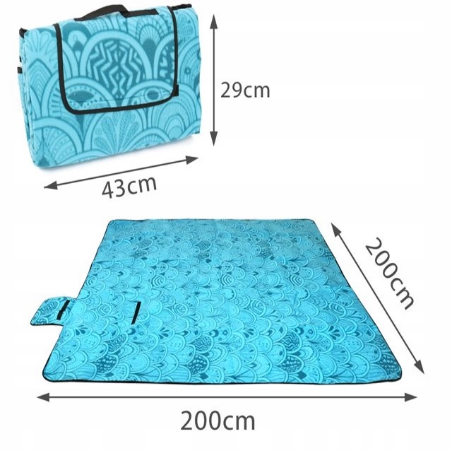 Koc Piknikowy z Uchwytem Izolacja Folia Termiczna Plażowy Mata 200x200cm