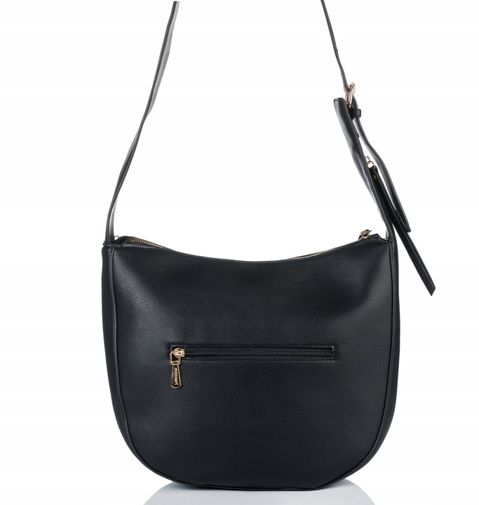 Torebka DUŻA Listonoszka MONNARI CZARNA LOGO Pojemna Praktyczna do pracy