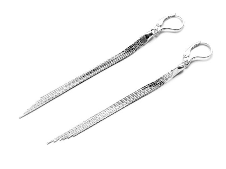 Srebrne 925 długie kolczyki 9 cm z łańcuszków cardano Pudełko ozdobne