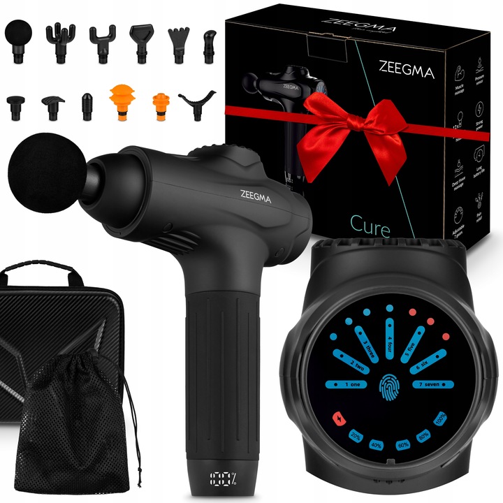 PISTOLET DO MASAŻU MASAŻER DO PLECÓW 12KOŃCÓWEK + WALIZKA + WOREK PREZENT