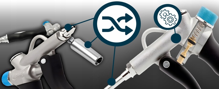 PISTOLET DO PRZEDMUCHIWANIA DYSZA VENTURIEGO REGULACJA PRZEPŁYWU POWIETRZA