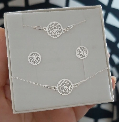 KOMPLET BIŻUTERII SREBRNEJ 925 CELEBRYTKA AŻUR DOWOLNY GRAWER GRATIS SREBRO
