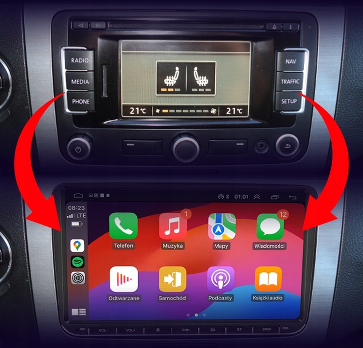 RADIO NAWIGACJA ANDROID VW PASSAT B6 B7 GOLF 5 6 TIGUAN TOURAN CADDY T5 T6
