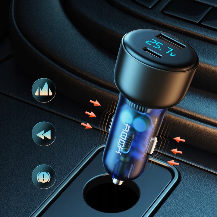 Ładowarka Samochodowa 72 W USB+USB-C Bardzo mocna