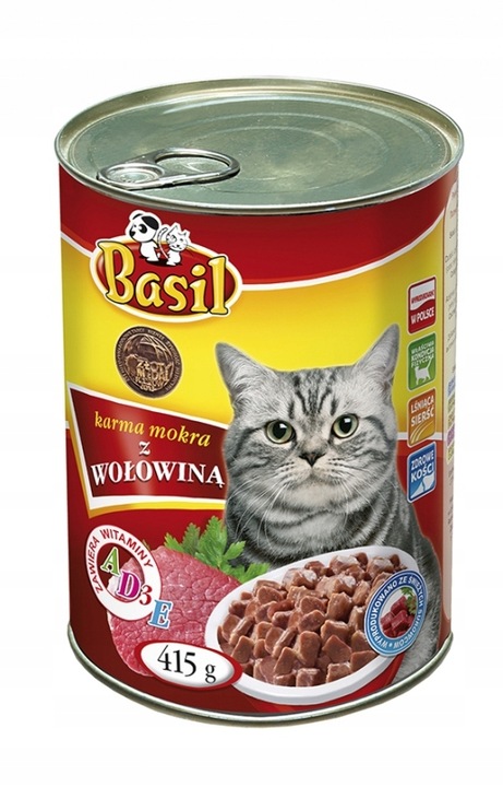 Basil KARMA dla KOTA puszka 415g 24szt MIX SMAKÓW ( 3x8sztuk )