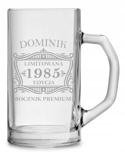 Duży kufel do piwa na prezent z grawerem 640ml logo tekst urodziny