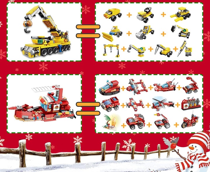 KALENDARZ ADWENTOWY DLA DZIECI KLOCKI STRAŻ POŻARNA POJAZDY PREZENT MIKOŁAJ