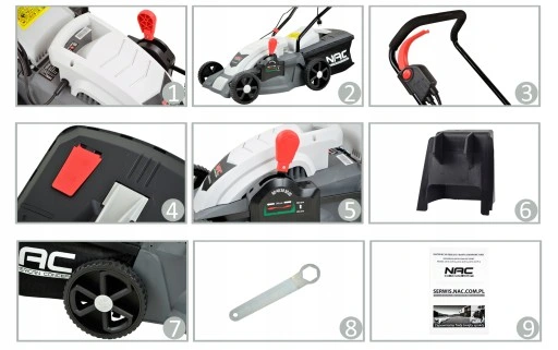 KOSIARKA ELEKTRYCZNA NAC LE14-34-PI-G 1400 W INDUKCJA MULCZOWANIE 34 CM