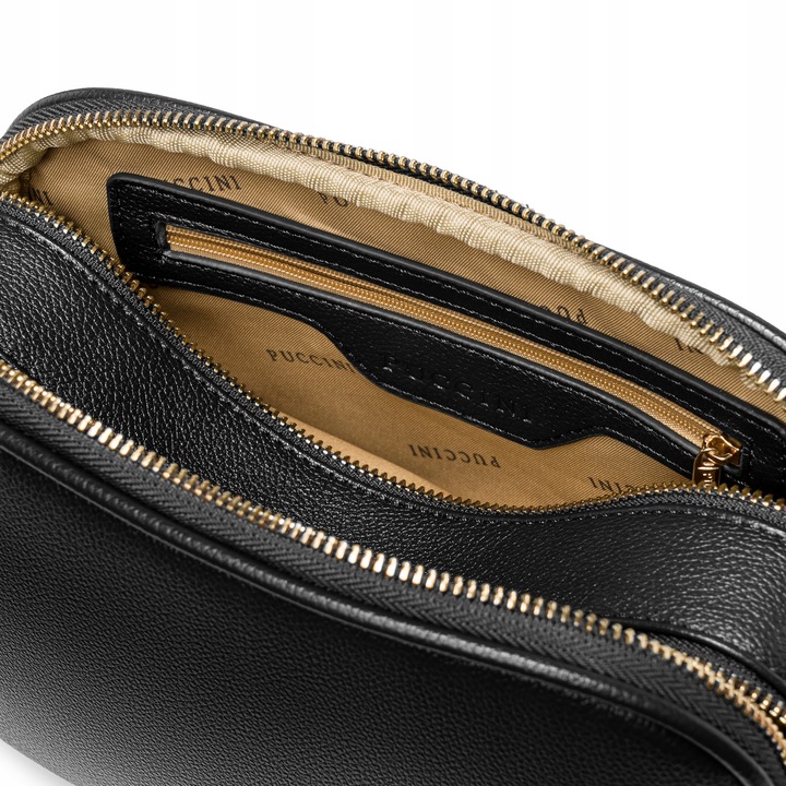 Torebka Damska Crossbody Prostokątna PUCCINI Z Łańcuszkiem Czarna BML058M-1