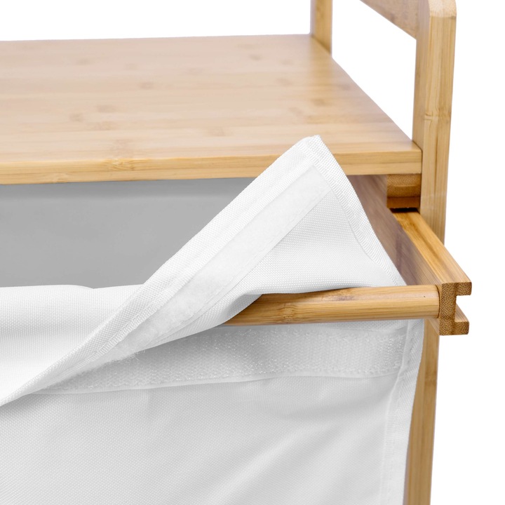 BAMBUSOWY KOSZ NA PRANIE BIELIZNĘ CIUCHY POJEMNIK Z PÓŁKĄ WYSUWANY 40L