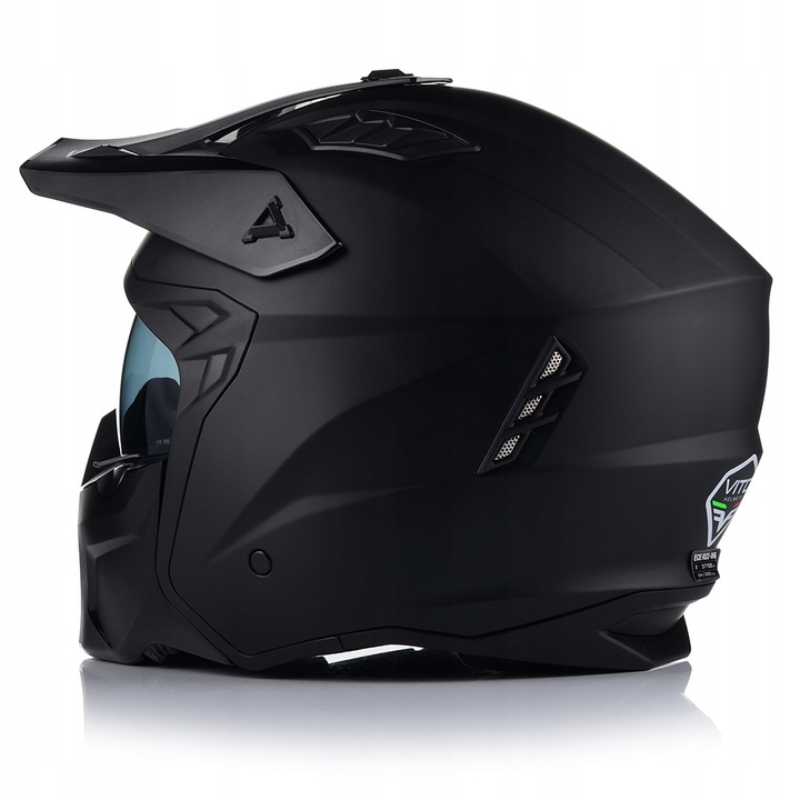 KASK MOTOCYKLOWY 4w1 VITO PREDATOR MATT ODPINANA SZCZĘKA + DASZEK + 2xSZYBA