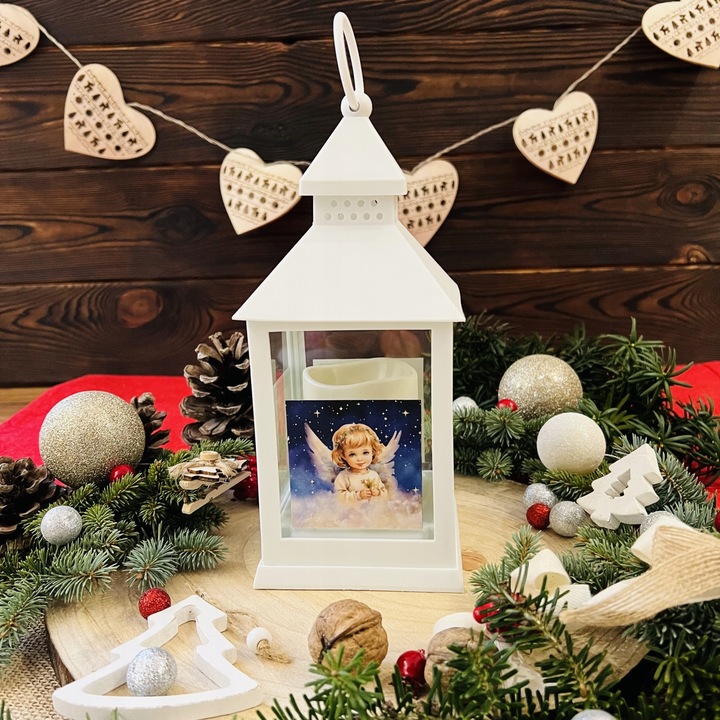 Lampion na Roraty świeca LED na baterie, biała Latarenka adwentowa ŚLICZNY