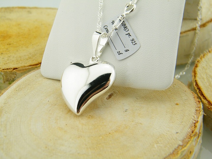 WYJĄTKOWE SERDUSZKO Z ŁAŃCUSZKIEM SINGAPUR DŁUGOŚĆ 45 CM SREBRO PRÓBY 925