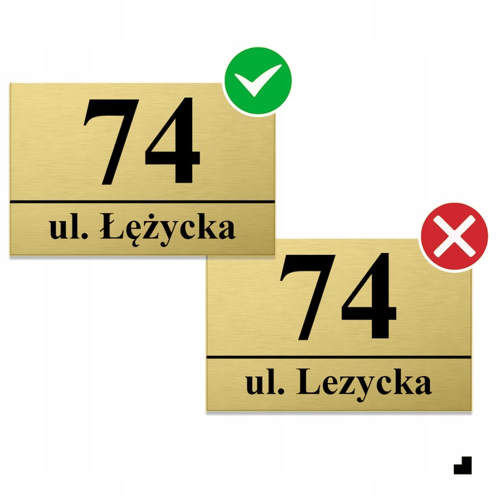 NUMER NA DOM TABLICZKA ADRESOWA Z NUMEREM DOMU 32x21 cm Złota + DYSTANSE