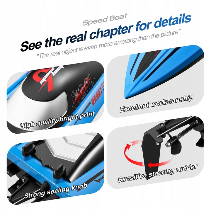 Zdalnie sterowana łódź Outdoor Toy Boat 2.4g 40km/h niebieski
