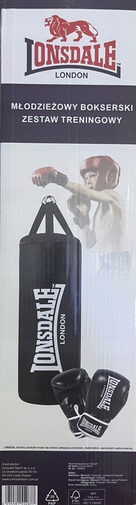 Młodzieżowy zestaw bokserski LONSDALE rękawice + worek treningowy