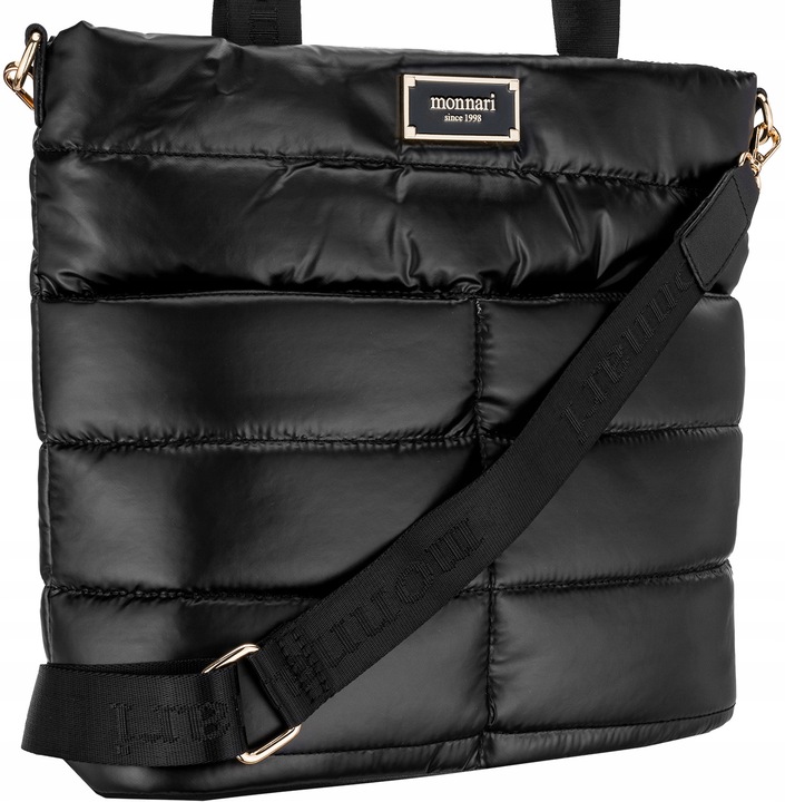 TOREBKA MONNARI Czarna SHOPPER BAG Listonoszka PIKOWANA NA RAMIĘ PASEK
