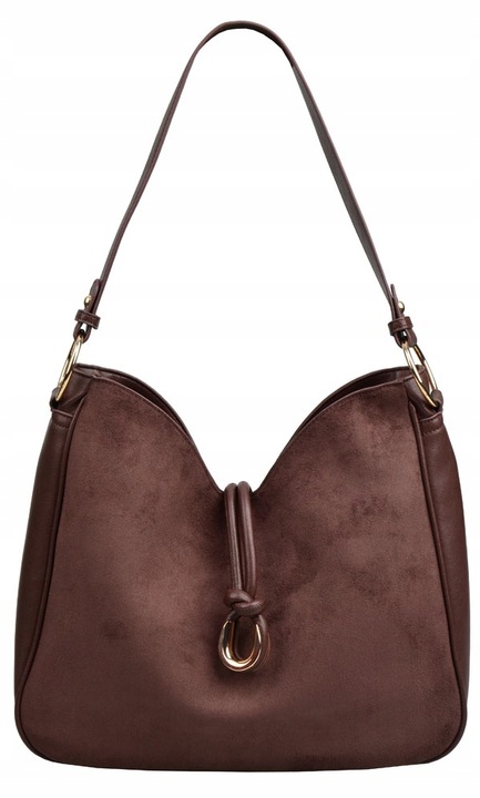 BESTINI torebka damska worek ZAMSZOWY czekolada A4