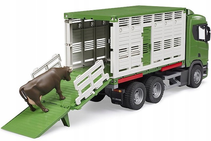 BRUDER 03548 SCANIA TRANSPORTER ZWIERZĄT KROWA CIĘŻARÓWKA DO PRZEWOZU BYDŁA