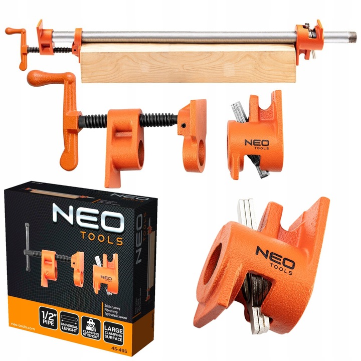 NEO ŚCISK RUROWY ŚRUBOWY STOLARSKI BEZKOŃCOWY 1/2'''' DO RUR 800 KG 45-495
