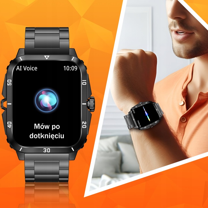 Smartwatch Zegarek Męski Wodooporny PL Menu Rozmowy Smart Watch 3 Paski
