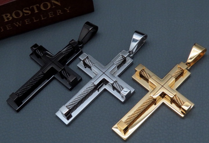 DUŻY KRZYŻ KRZYŻYK ZAWIESZKA NA ŁAŃCUSZEK STAL 316