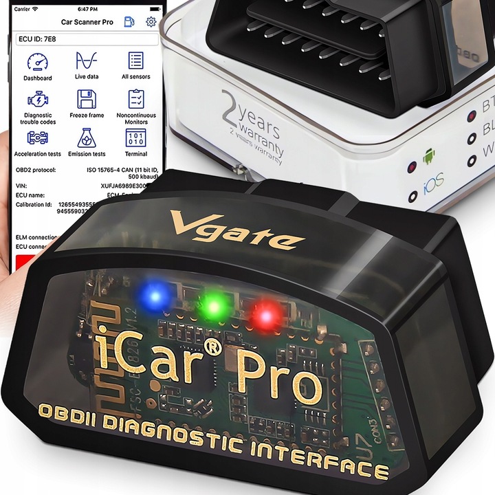 Interfejs Diagnostyczny Vgate iCar Pro BT3.0 OBD2 ELM327 Kasowanie Błędów P