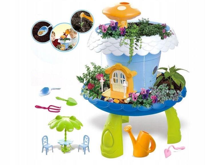 MAGICZNY DOMEK OGRÓD WRÓŻKI Uprawa Roślin KWIATY KONEWKA NASIONA STOLIK ++