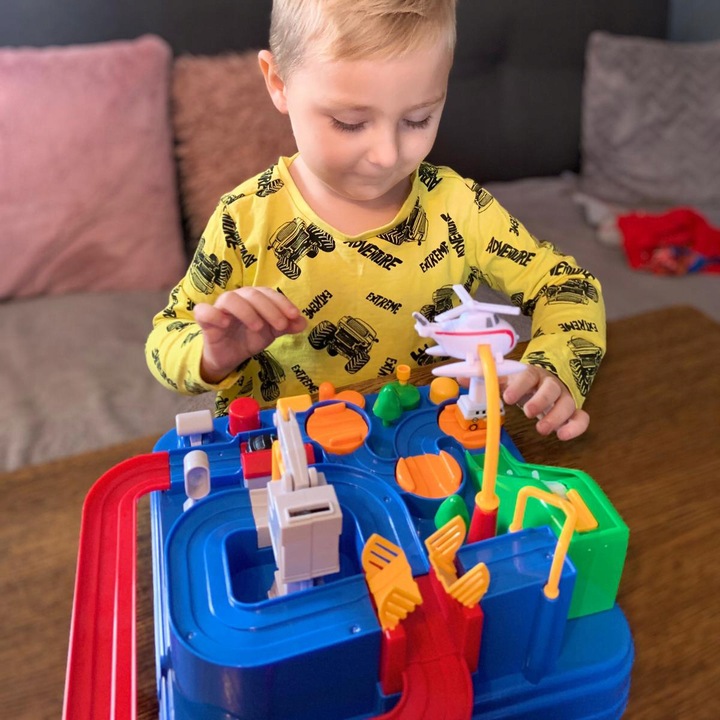 Tor Przeszkód Interaktywny dla Autek Zjazd Samochodowy + Auta Gra w Autka