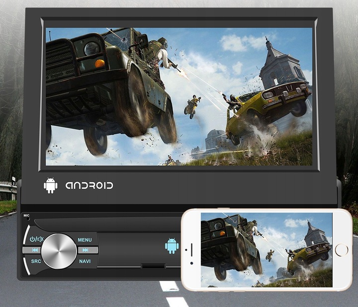 RADIO SAMOCHODOWE 1 DIN ANDROID 13 GPS USB WIFI DAB+ WYSUWANY AUX CARPLAY