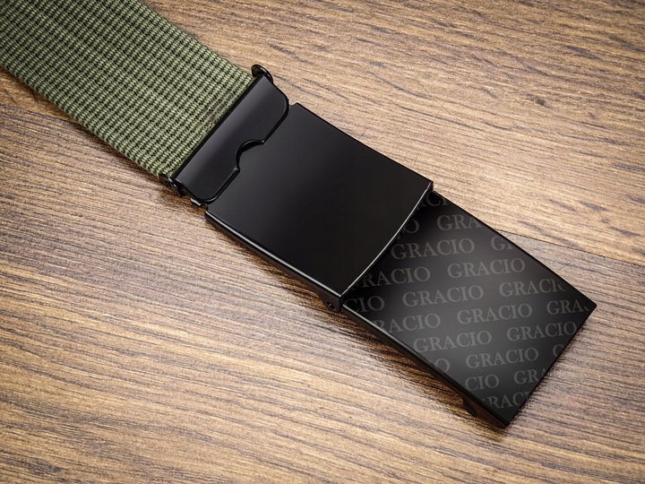 Pasek dla mężczyzny Parciany KHAKI produkt na prezent Gracio klamra 145cm