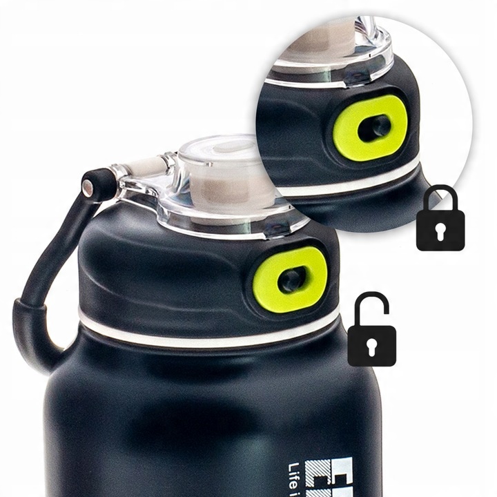 KUBEK TERMICZNY BIDON TERMOS PRÓŻNIOWY 800ml blokada uchwyt ustnik + SŁOMKA