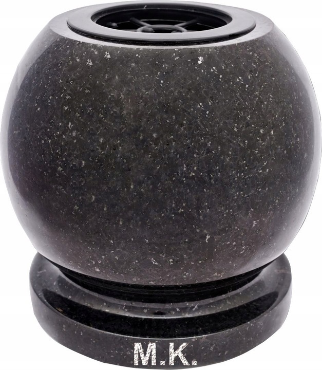 Wazon w Kształcie Kuli Kulowazon Granitowy Czarny Na Stopie