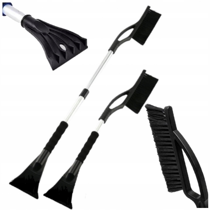 TELESKOPOWA SZCZOTKA do odsniezania śniegu lodu SKROBACZKA szyb samochodu