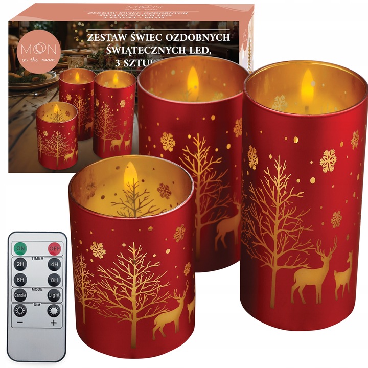 3 ŚWIECE ŚWIECZKI OZDOBNE LED DEKORACYJNE ŚWIĄTECZNE ŚWIĘTA + PILOT